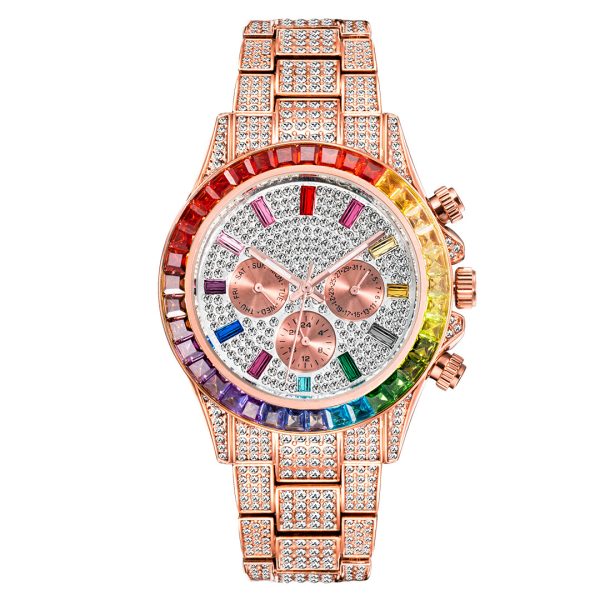 Gold and Blue Mens Diamond Watches Custom Logo Rolex and Ice Watch Styles Wholesale - Beryl Watch