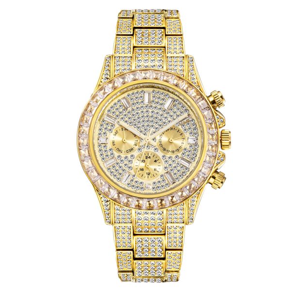 Gold and Blue Mens Diamond Watches Custom Logo Rolex and Ice Watch Styles Wholesale - Beryl Watch
