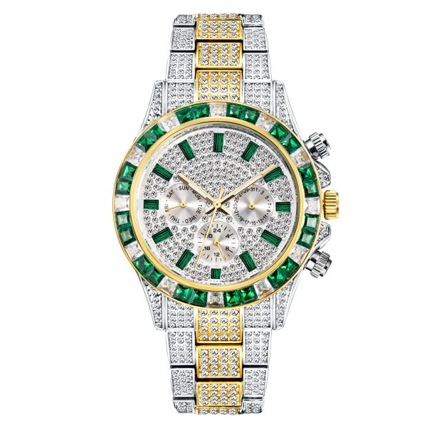 Gold and Blue Mens Diamond Watches Custom Logo Rolex and Ice Watch Styles Wholesale - Beryl Watch
