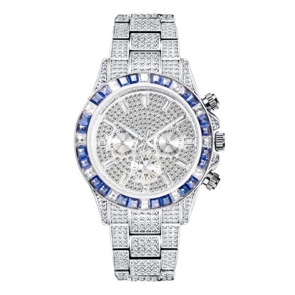 Gold and Blue Mens Diamond Watches Custom Logo Rolex and Ice Watch Styles Wholesale - Beryl Watch