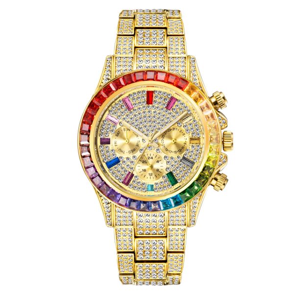 Gold and Blue Mens Diamond Watches Custom Logo Rolex and Ice Watch Styles Wholesale - Beryl Watch