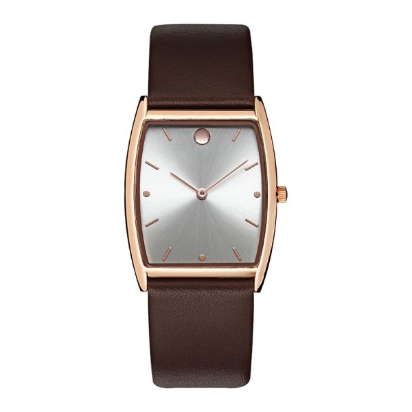 Custom rectangle minimalistic watch for women with genuine leather strap - Beryl Watch