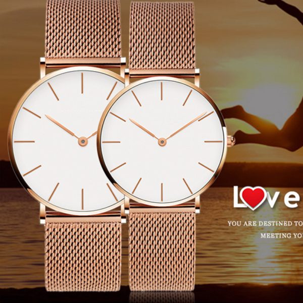 Custom wrist lovers watches with 316L stainless steel mesh band for men and women - Beryl Watch