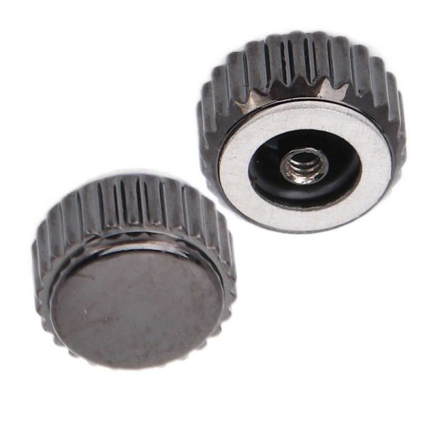 Waterproof screw watch crown parts in black custom engraving logo for wrist quartz watches - Beryl Watch