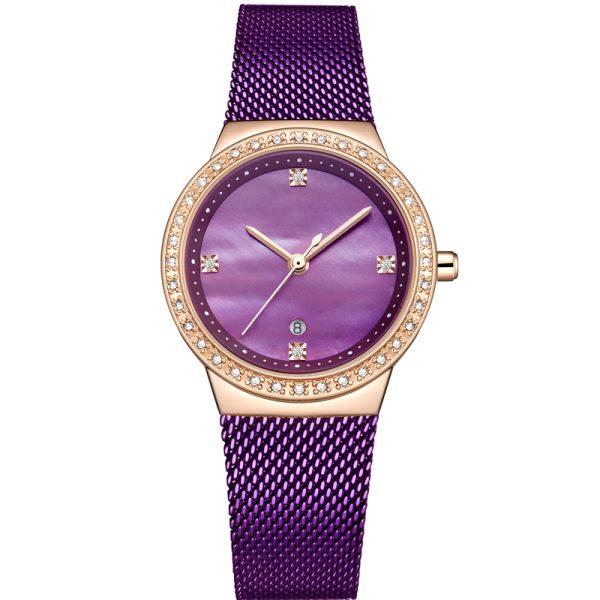 Custom made ladies MOP dial watches logo on minimalist watch face - Beryl Watch