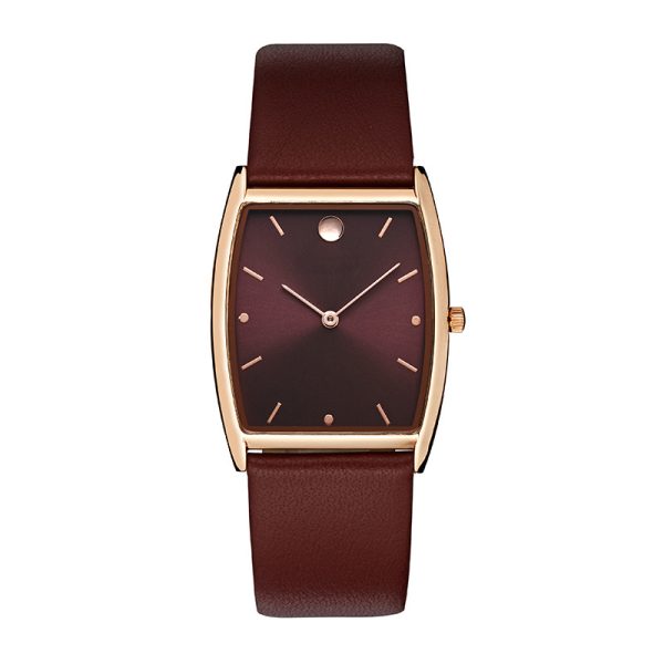 Custom rectangle minimalistic watch for women with genuine leather strap - Beryl Watch