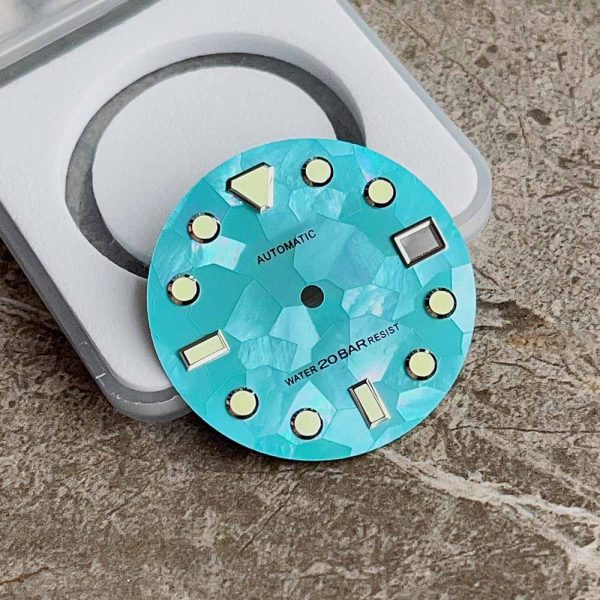 custom quality mother of pearl watch dial with luminous markers 28.5mm - Beryl Watch