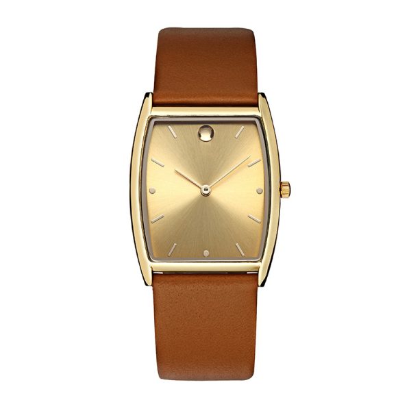 Custom rectangle minimalistic watch for women with genuine leather strap - Beryl Watch