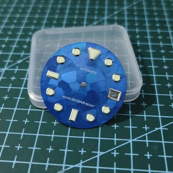 custom quality mother of pearl watch dial with luminous markers 28.5mm - Beryl Watch