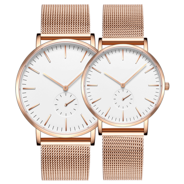 Watch supplier customise couple watches waterproof with stainless steel mesh band - Beryl Watch