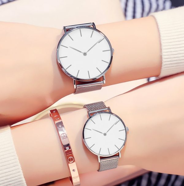 Custom wrist lovers watches with 316L stainless steel mesh band for men and women - Beryl Watch