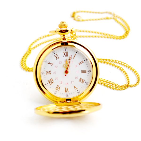 Custom logo hunter quartz pocket watch in gold for men - Beryl Watch